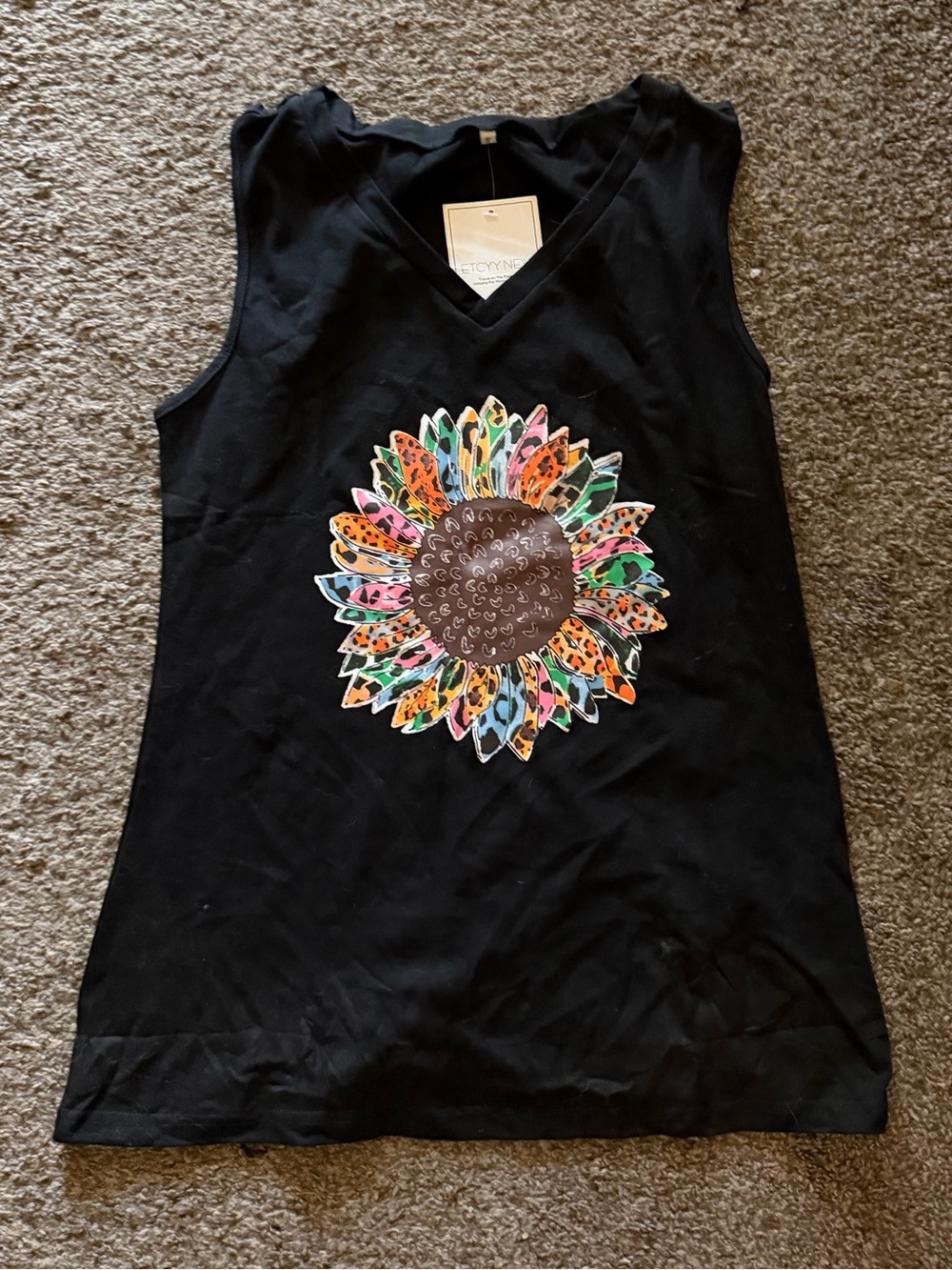 NWT Etcyy New Sunflower Leopard Tank Top